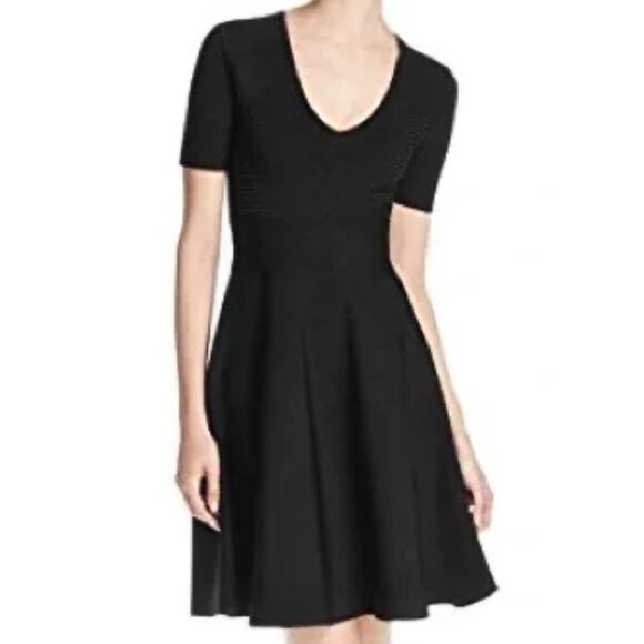 WHBM Black A Line V Neck Dress Excellent Condition Size Medium - Picture 1 of 3
